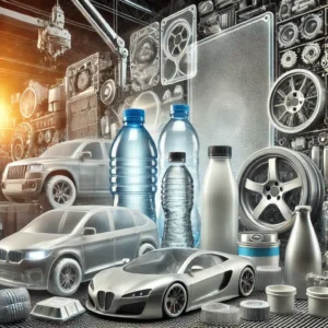 Botellas, envases y piezas automotrices hechos de policarbonato reciclado. Grupo de construcción sostenible para necesidad de iluminación artificial | Acrilfrasa.