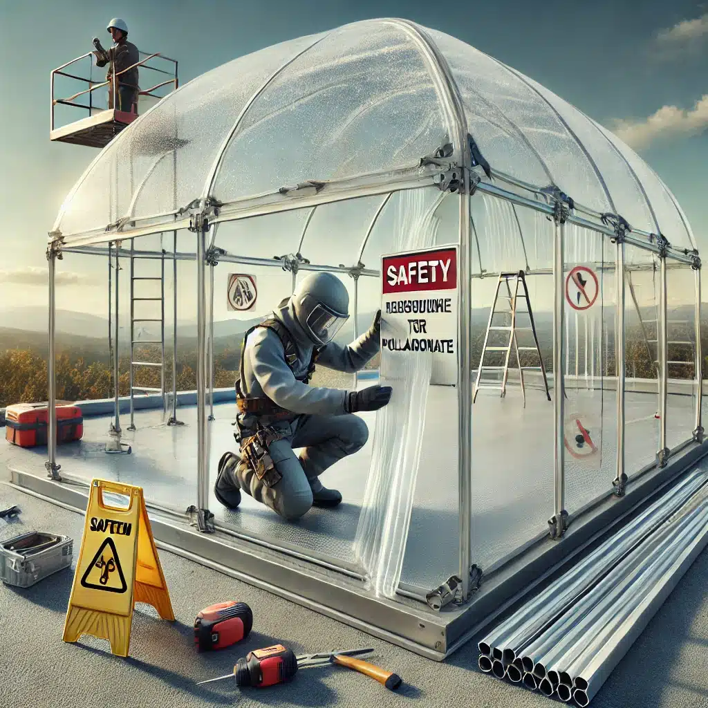 Instalación segura de domos con equipo de protección personal | Acrilfrasa.