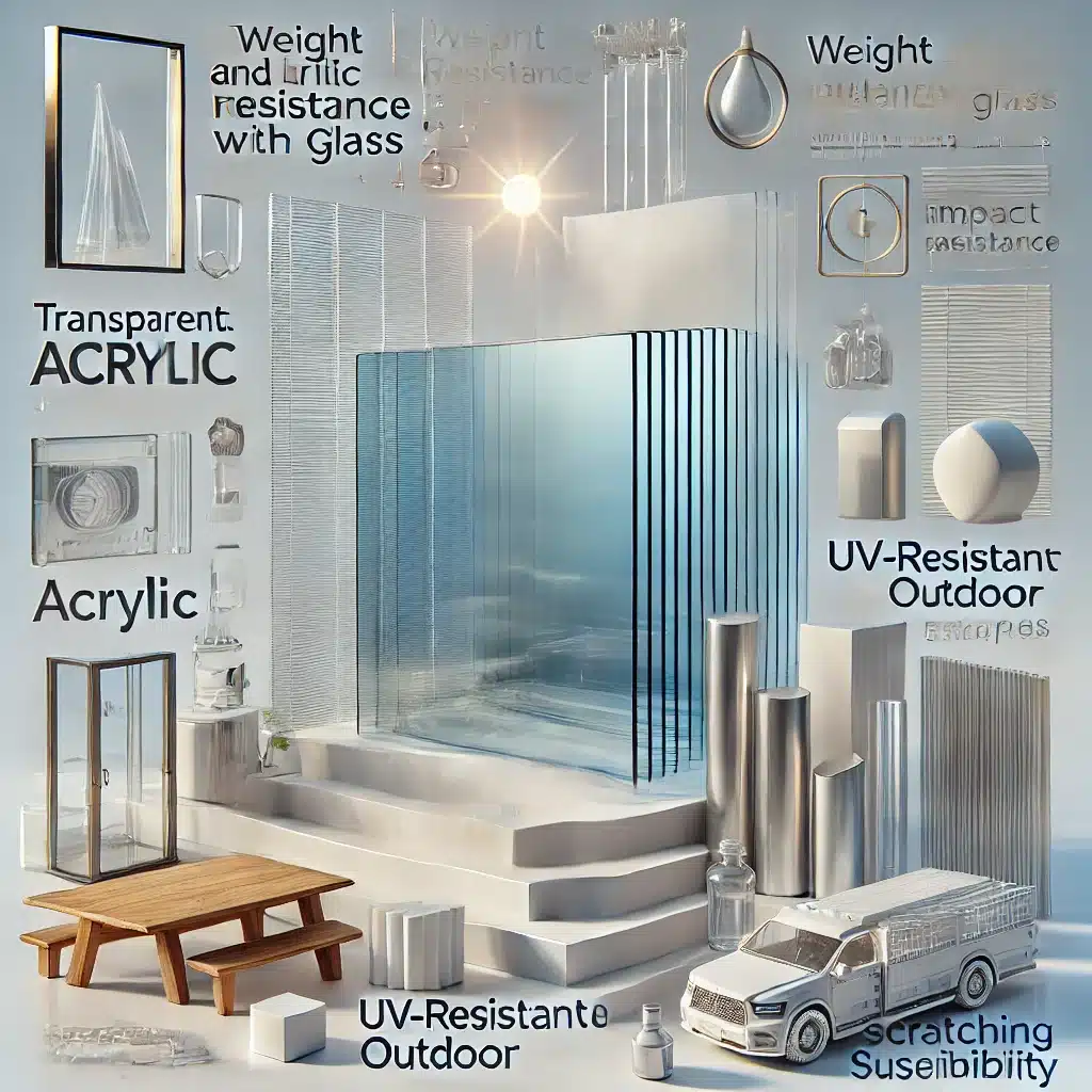 Acrílico transparente en varias formas y aplicaciones, destacando sus propiedades en un taller. Policarbonato en lámina con resistencia a la intemperie | Acrilfrasa