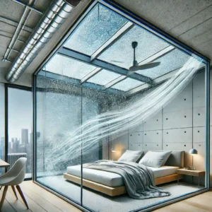 Techo de vidrio templado con buena ventilación y aislamiento, sin señales de condensacion. | Acrilfrasa