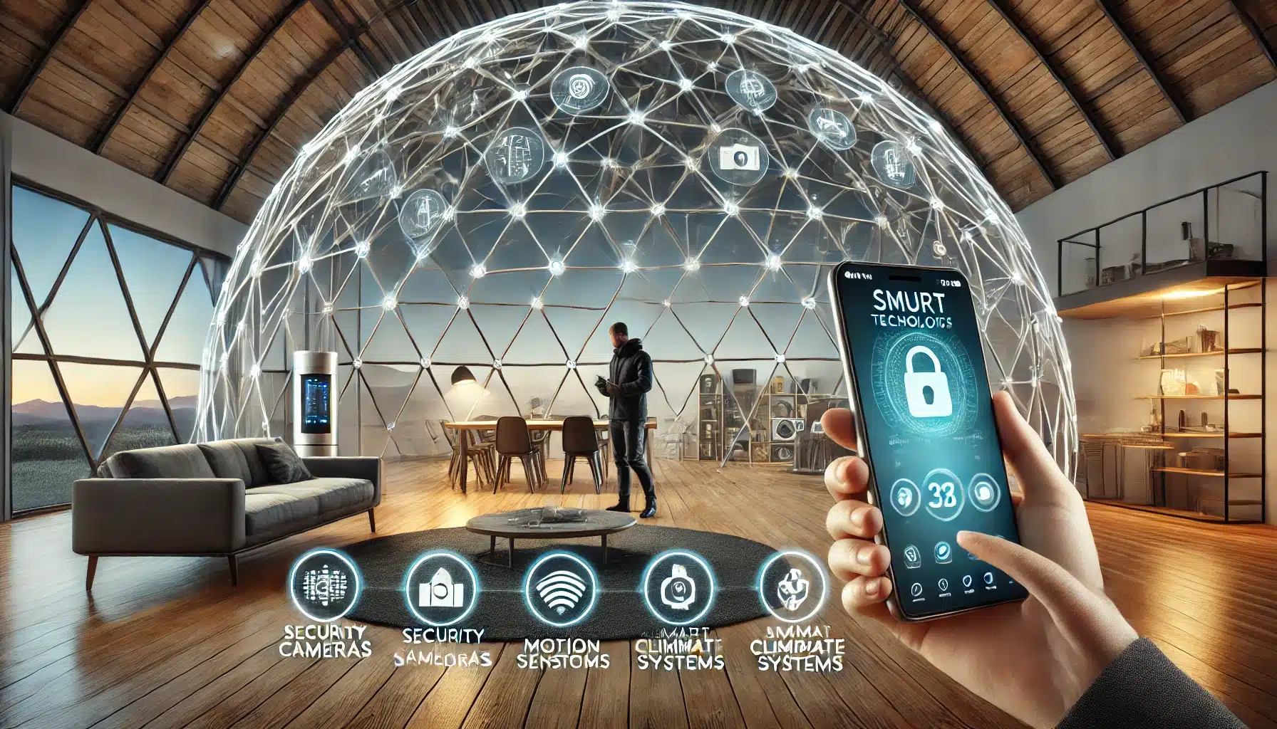 Domo moderno con cámaras de seguridad y sistemas de climatización automatizados | Acrilfrasa