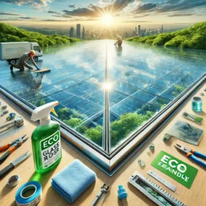 Techado de cristal templado bien cuidado con herramientas de limpieza ecológicas. | Acrilfrasa