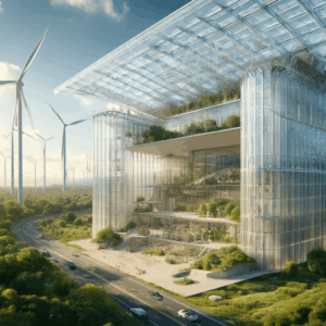 Edificios futurista con policarbonato y energía verde. Huella de carbono y placas de PVC como materias primas | Acrilfrasa.