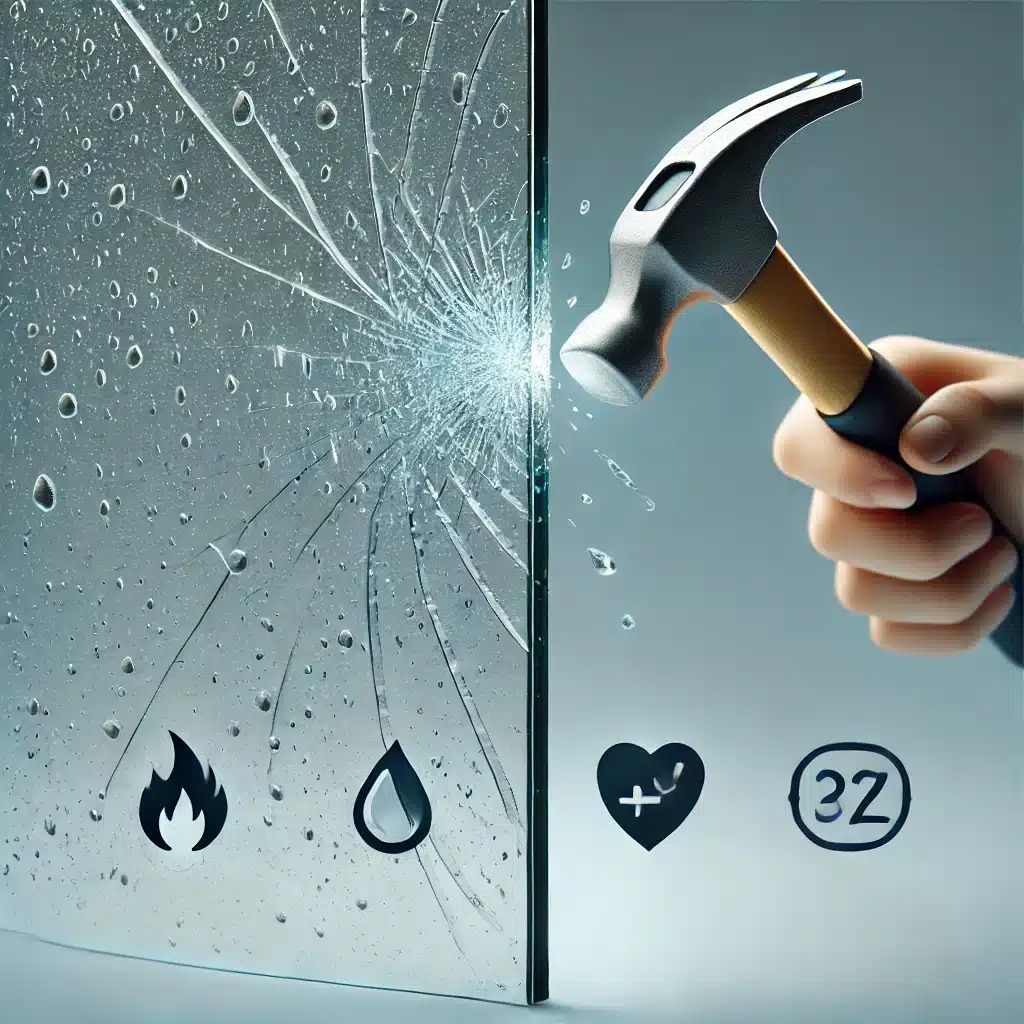 Vidrios templado con grietas, simbolizando resistencia al calor y a impactos. Vidrio templado y laminado funciones material temprado y el vidrio diferencia vidrios decoración proceso pvb protección solar método plástico opciones rayos cristales luz espensor piezas resina elección ejemplo atículo compresión superficie forma demanda hojas embargo precio impacto superficiefunciones templado y el vidrio | Acrilfrasa.