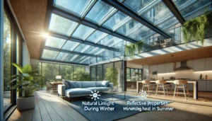 Hogar moderno con techos de cristal que regulan la temperatura y mejoran la eficiencia. | Acrilfrasa